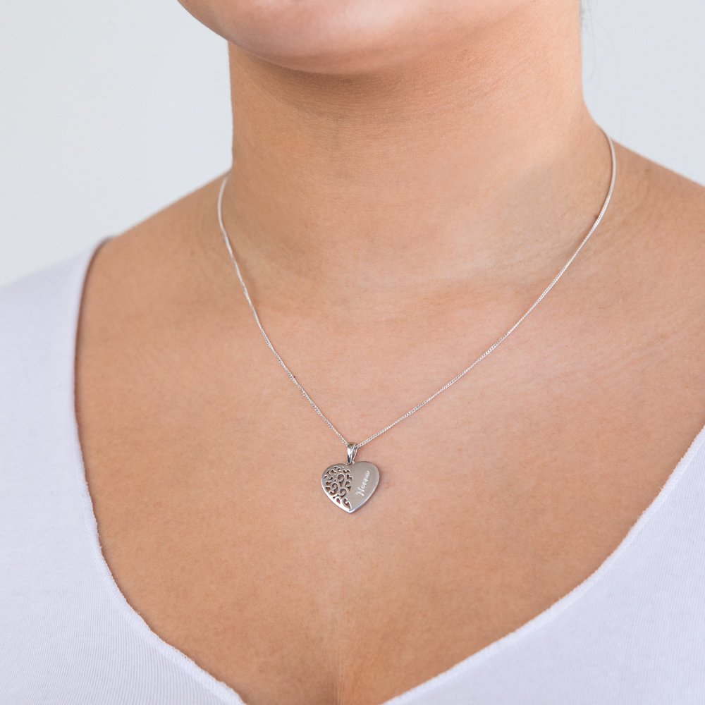 Personalised Special Date Silver Plated Heart Necklace - Ellie Ellie
